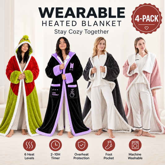 🔥Wearable Heated Blanket with Foot Pocket Sherpa🔥Overheat Protection & Auto Shut-Off