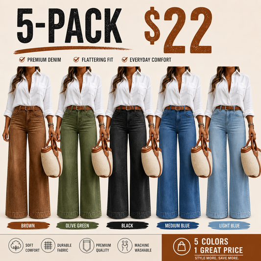 Women's Loose Fit Baggy Oversized Straight Leg Denim Jeans with Pockets