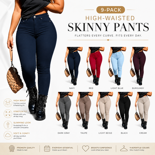 Women's Button-Fly Skinny Pants with Pockets